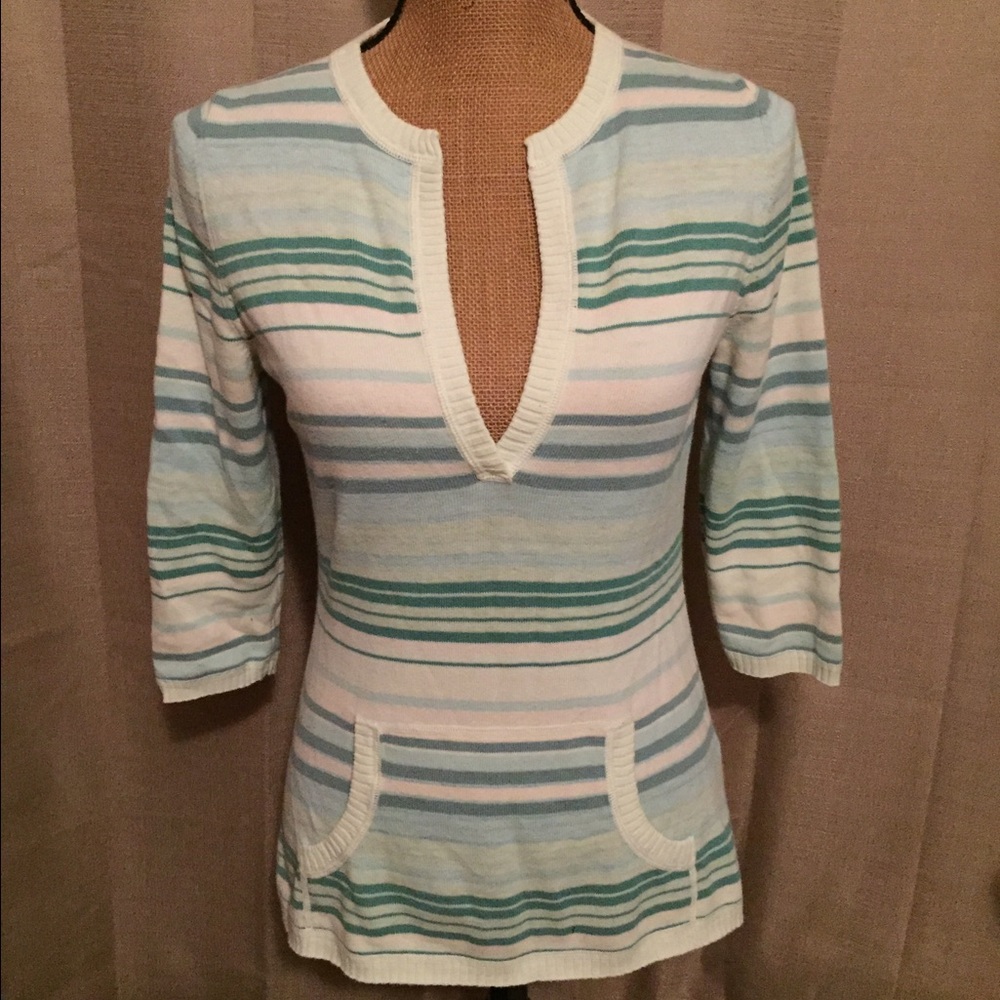 Eddie Bauer Striped Sweater - Blue, Green, White